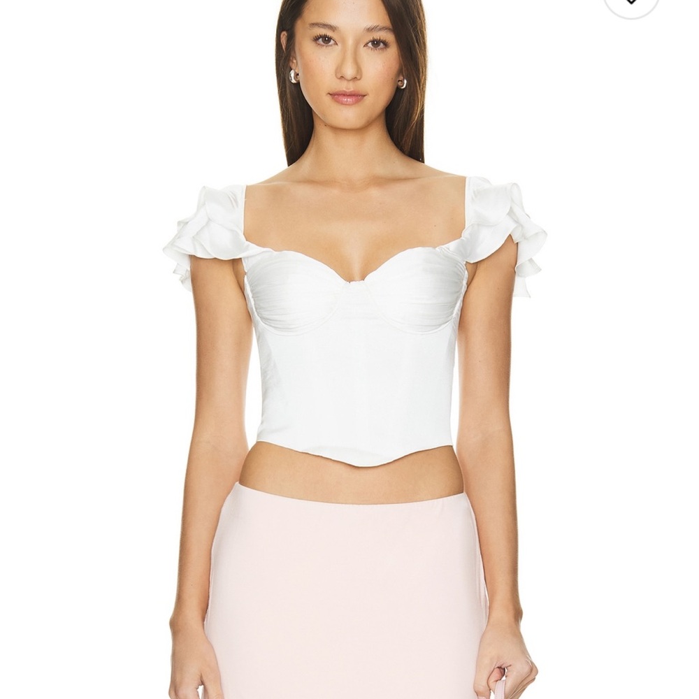 Astr the Label White Ruffle Sleeve Top